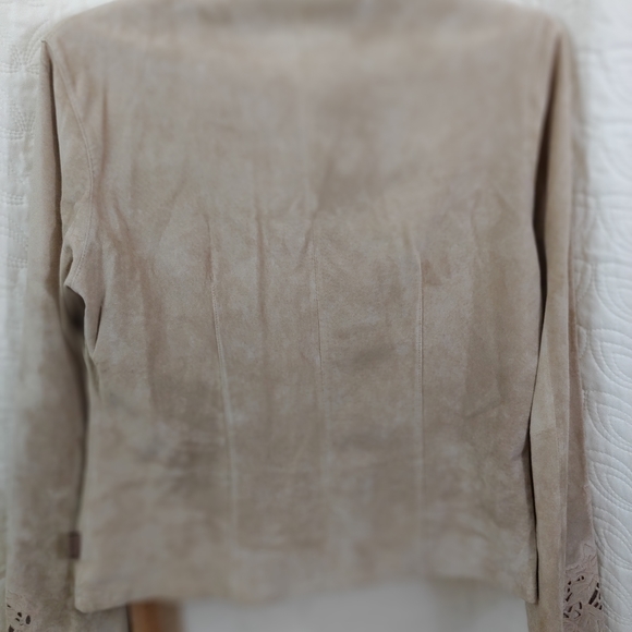 NWT Suede blouse Women Large washable Skotts Tan - Picture 4 of 9